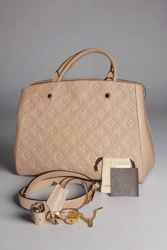 Louis Vuitton Montaigne MM in Dune Monogram Empreinte Leather