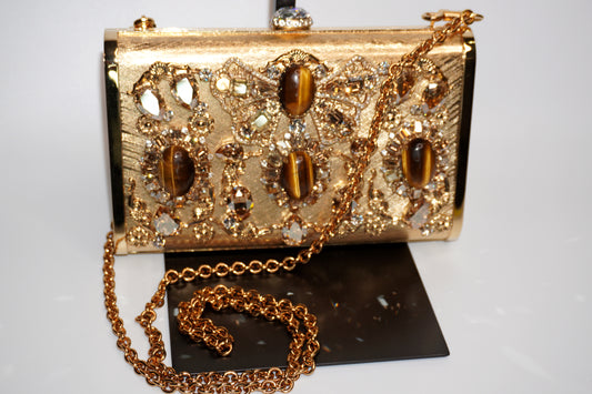 Dolce & Gabbana Dolce Box Embellished Gold Clutch