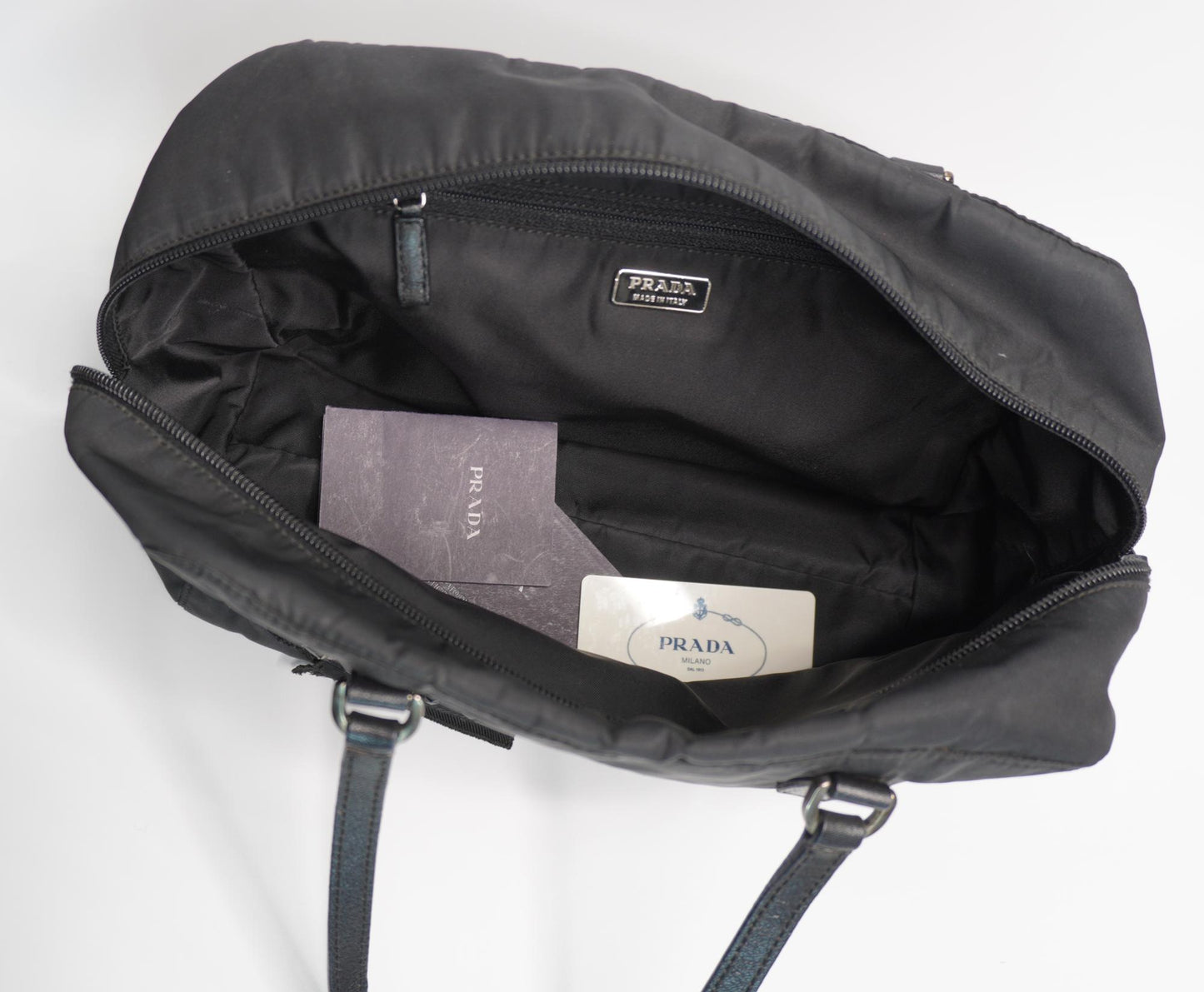 Prada Tessuto Nylon Satchel Bag with Jeweled Logo Patch
