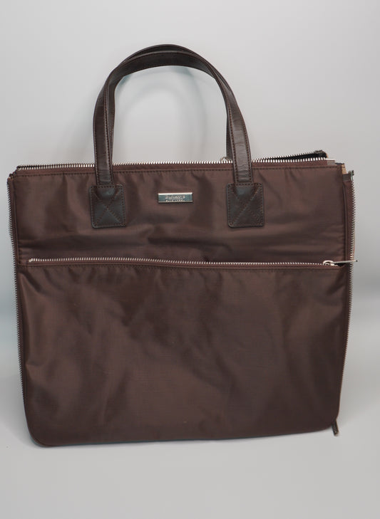 Burberry Brown Nylon and Calfskin Briefcase