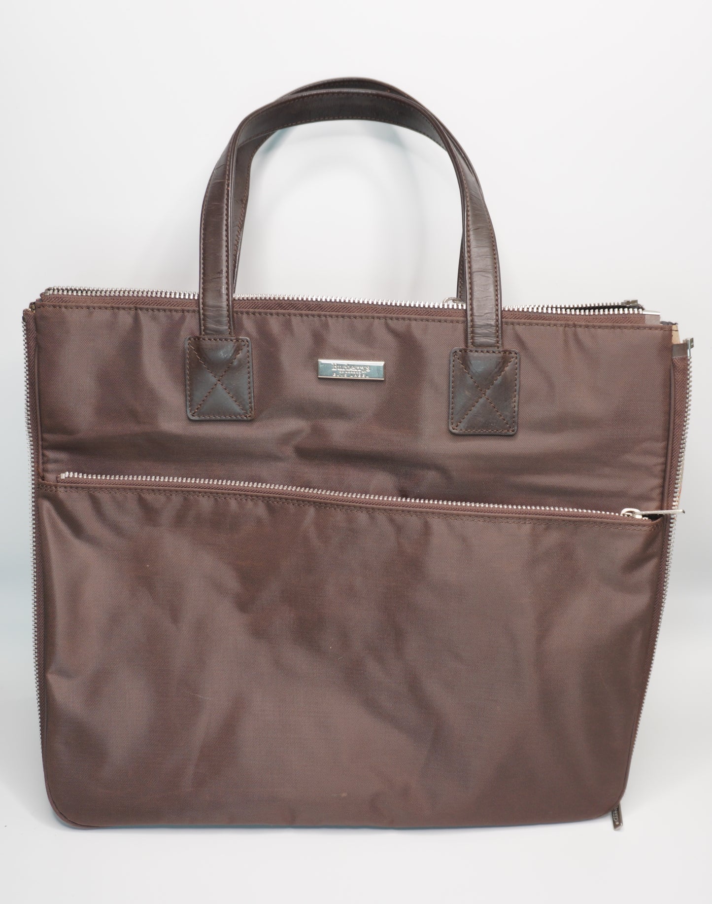 Burberry Brown Nylon and Calfskin Briefcase