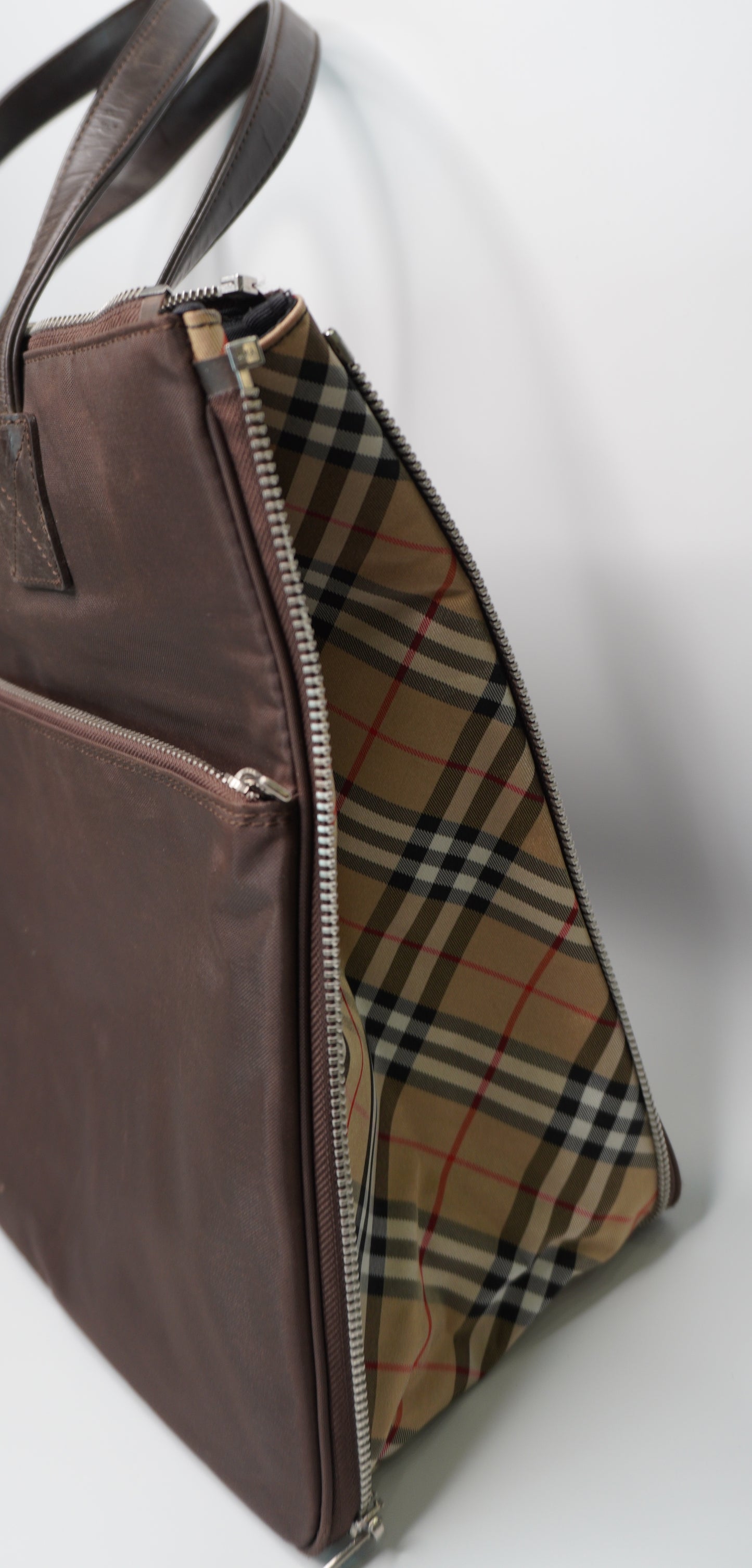 Burberry Brown Nylon and Calfskin Briefcase