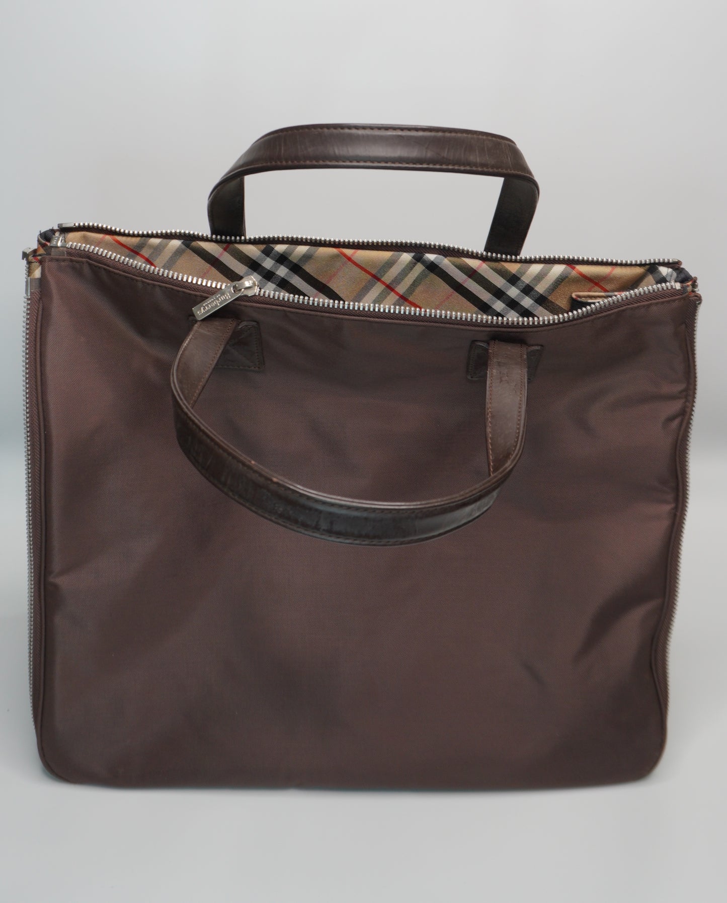 Burberry Brown Nylon and Calfskin Briefcase