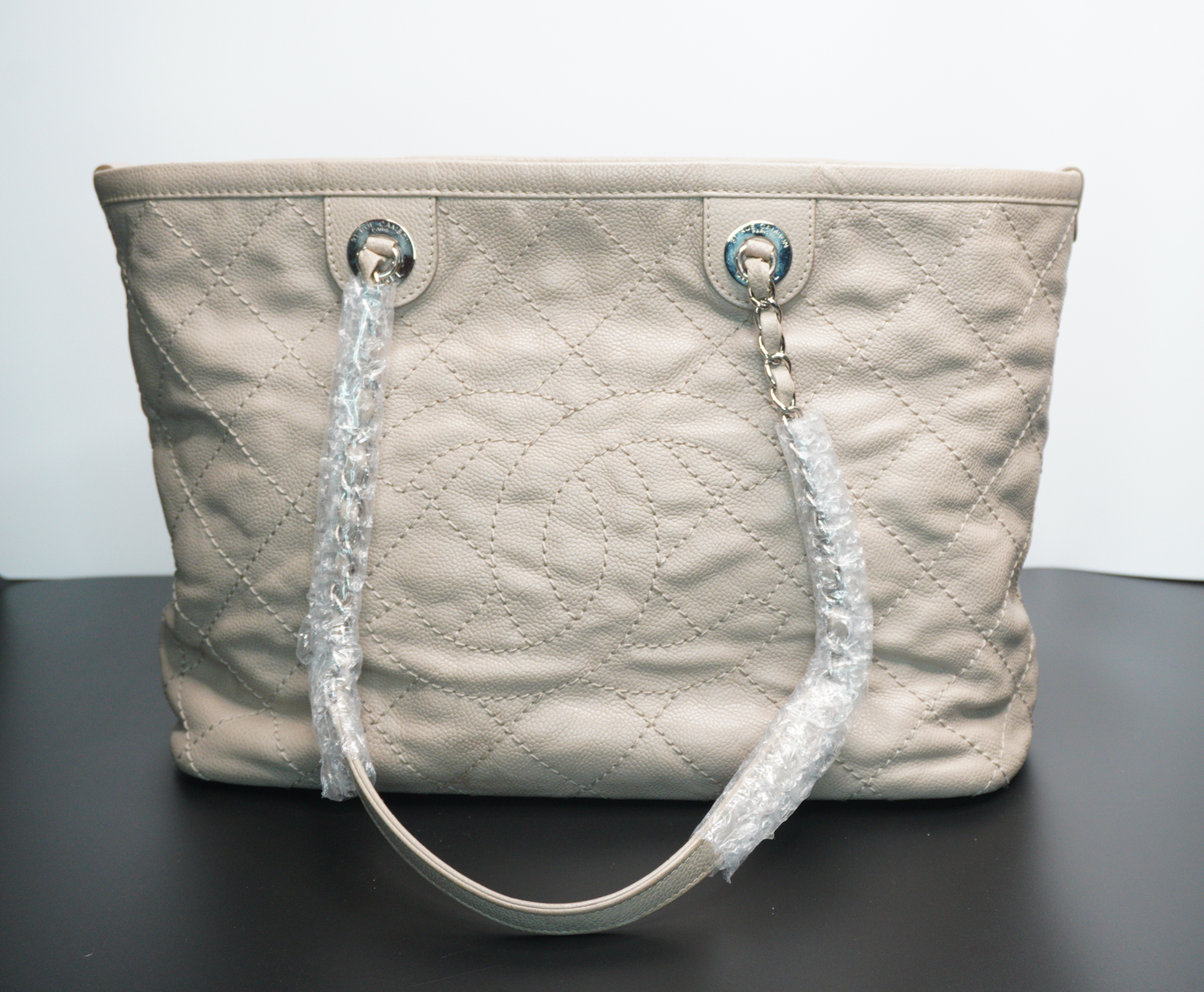 Chanel Beige Quilted Grand Shopping Tote (GST)