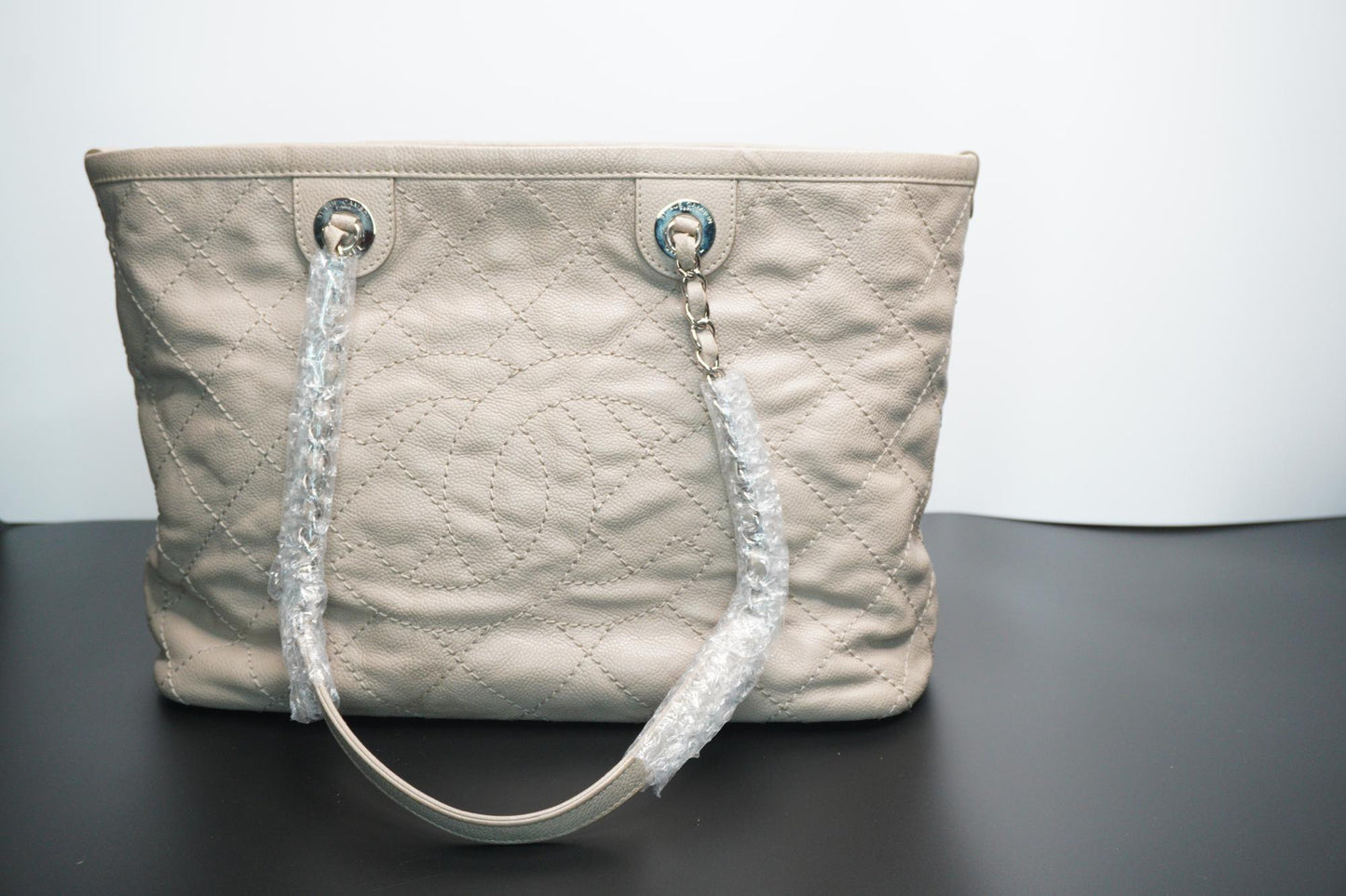 Chanel Beige Quilted Grand Shopping Tote (GST)