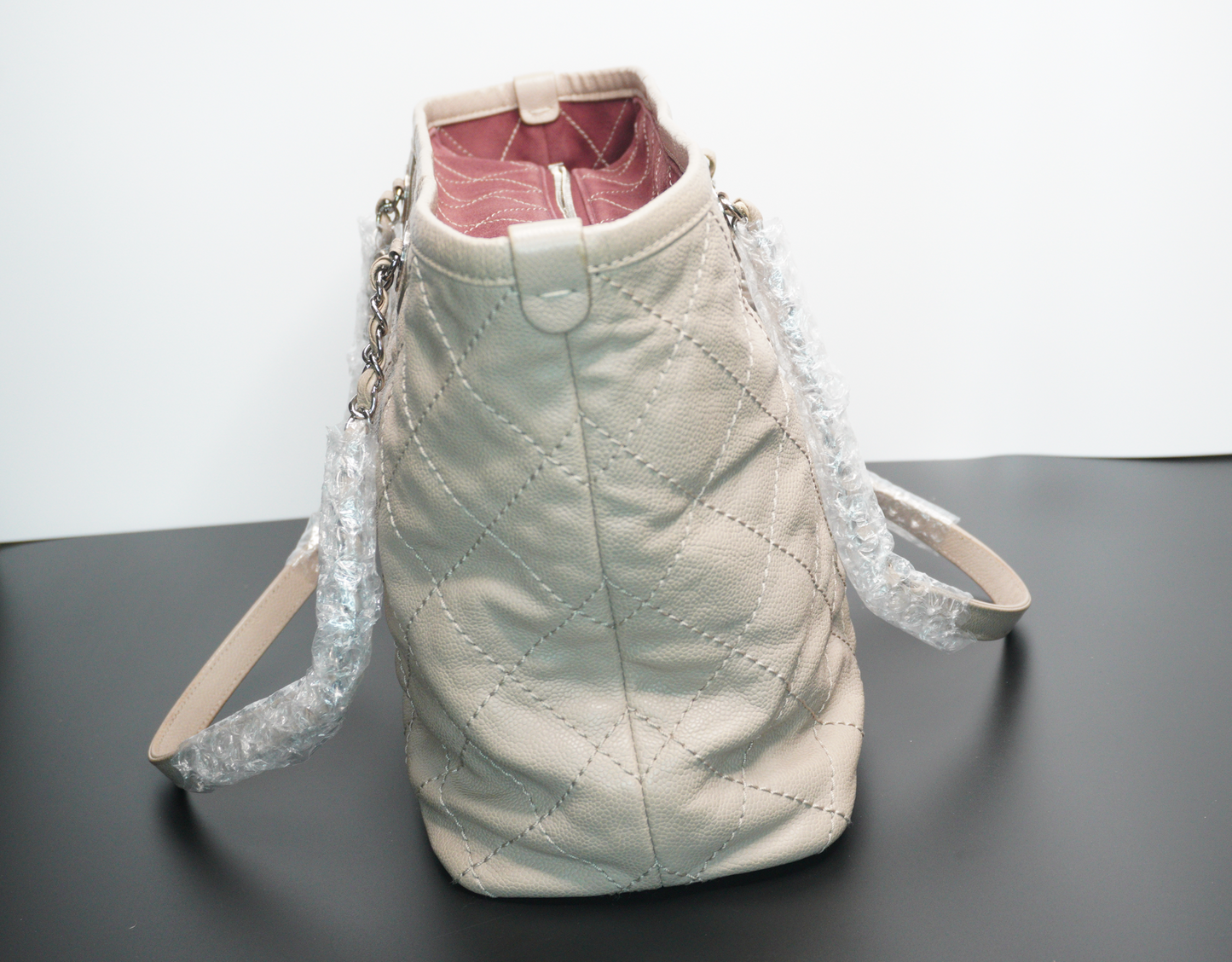 Chanel Beige Quilted Grand Shopping Tote (GST)