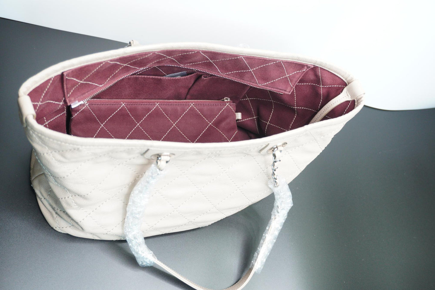 Chanel Beige Quilted Grand Shopping Tote (GST)