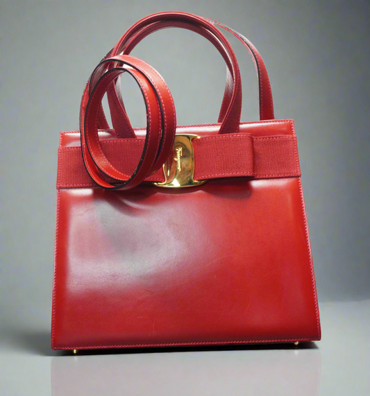 Salvatore Ferragamo Vara Bow Top Handle Bag – Red