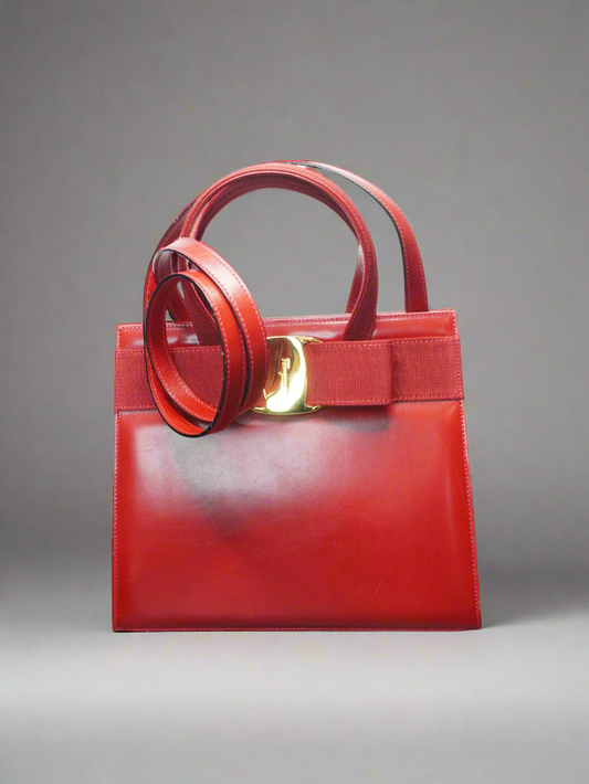 Salvatore Ferragamo Vara Bow Top Handle Bag – Red