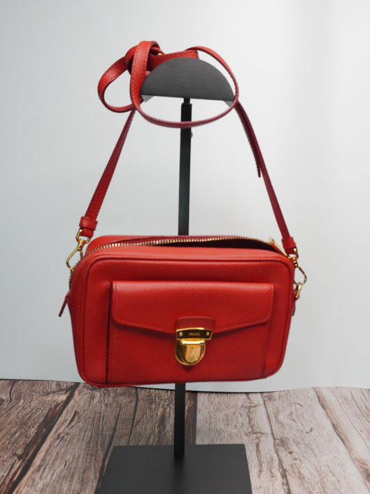 Prada Saffiano Leather Camera Bag – Red