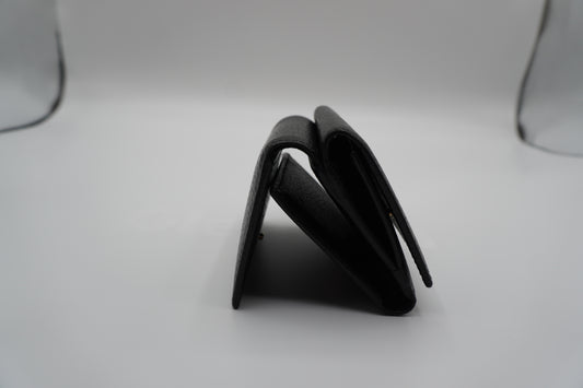 Gucci Black Leather Compact Wallet with GG Logo