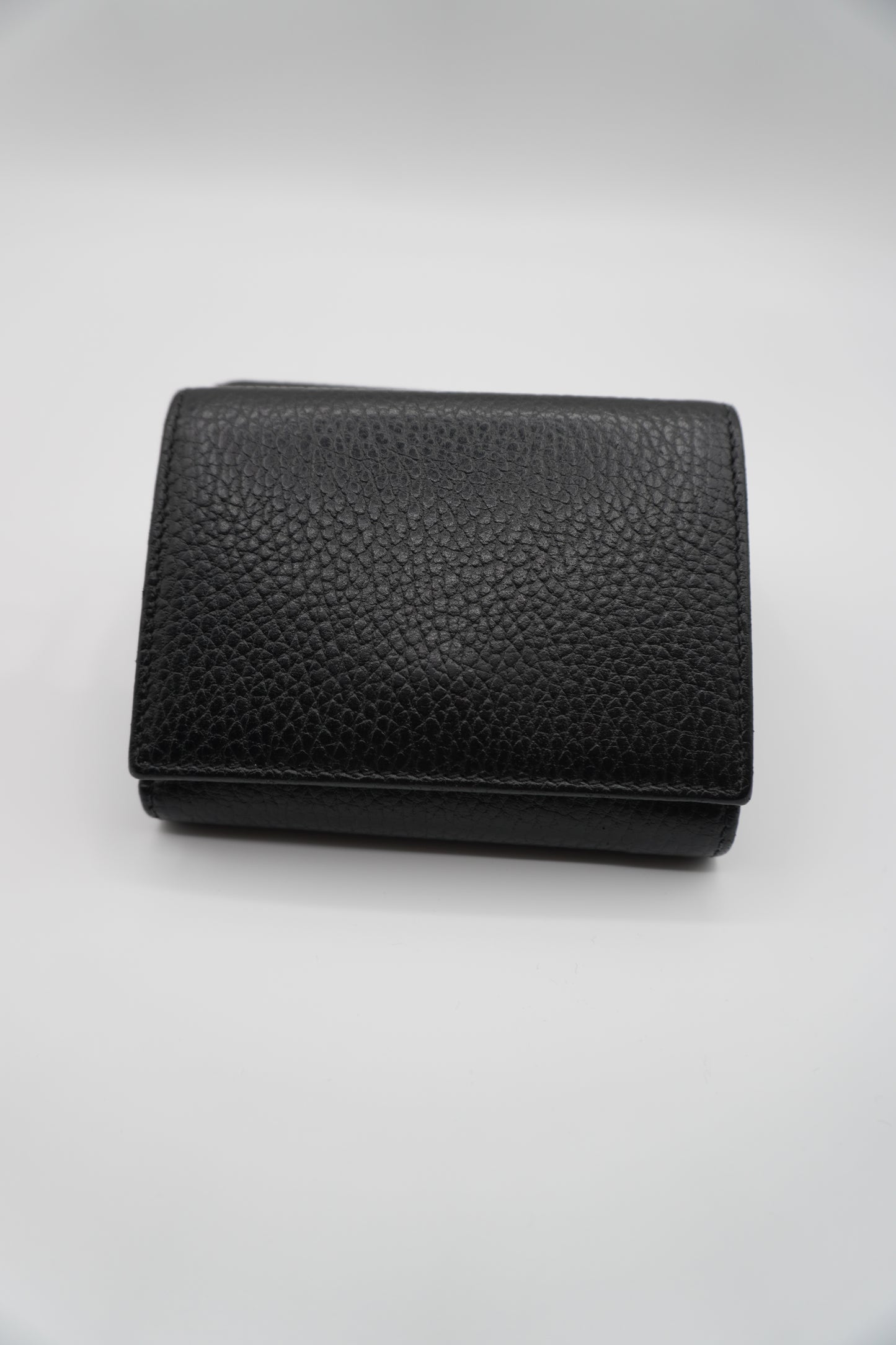 Gucci Black Leather Compact Wallet with GG Logo