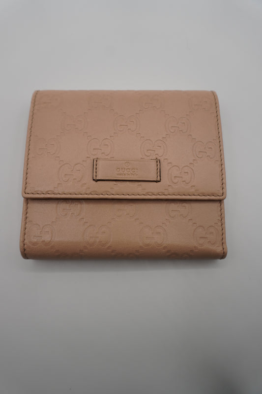 Gucci Microguccissima Soft Pink Leather Trifold Wallet