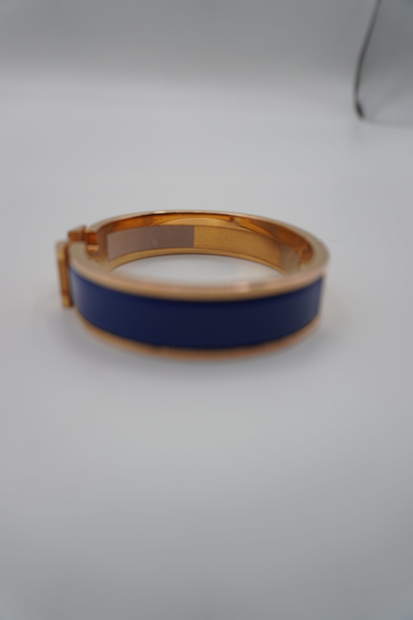 Hermès Clic H Bracelet in Gold & Blue Enamel