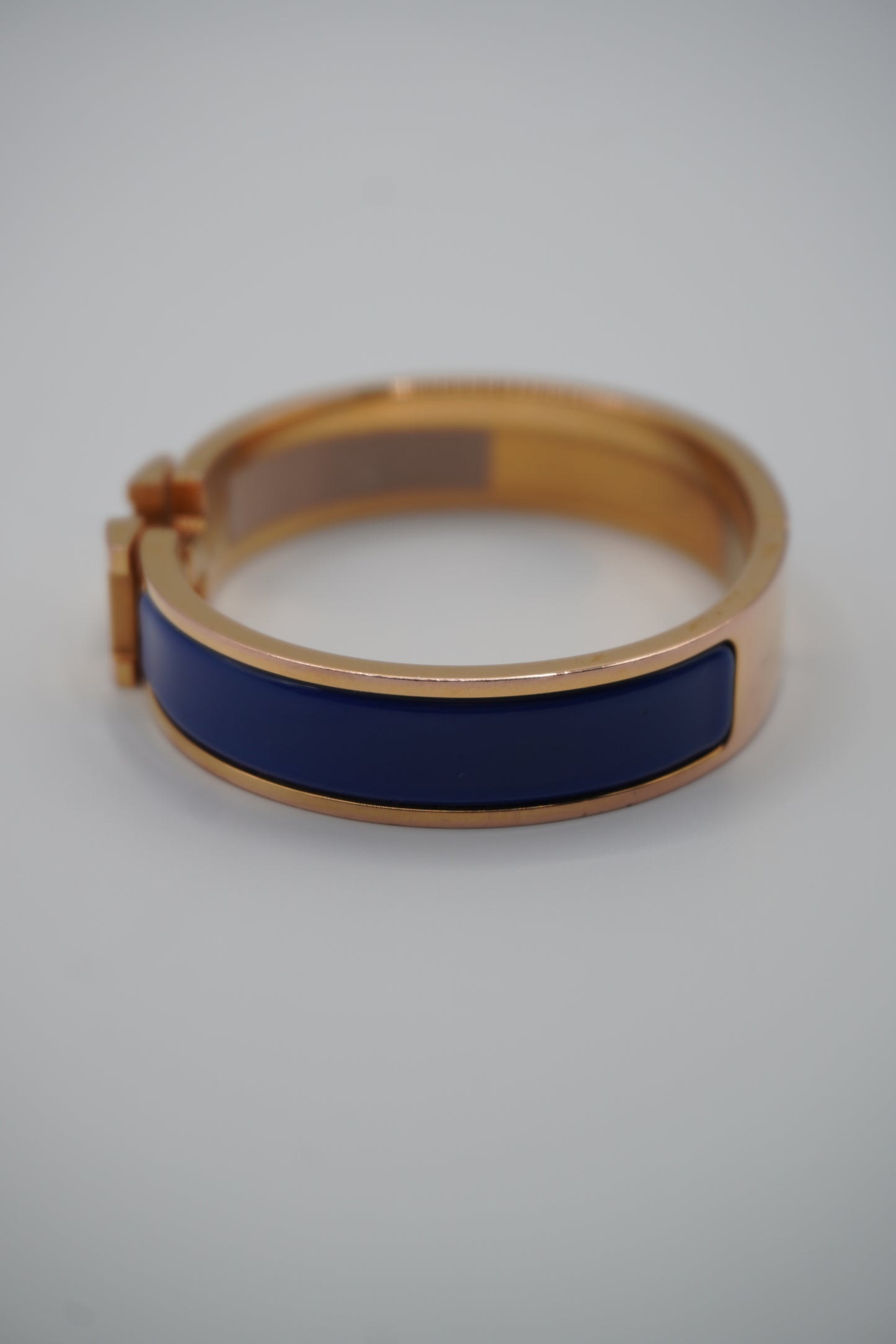 Hermès Clic H Bracelet in Gold & Blue Enamel