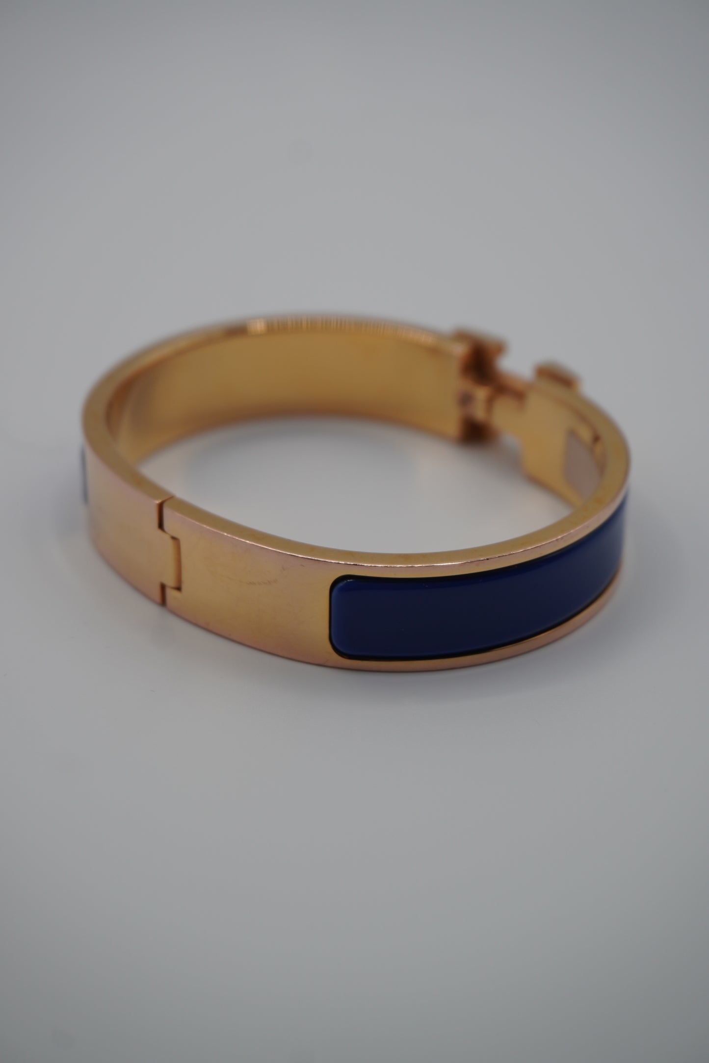 Hermès Clic H Bracelet in Gold & Blue Enamel