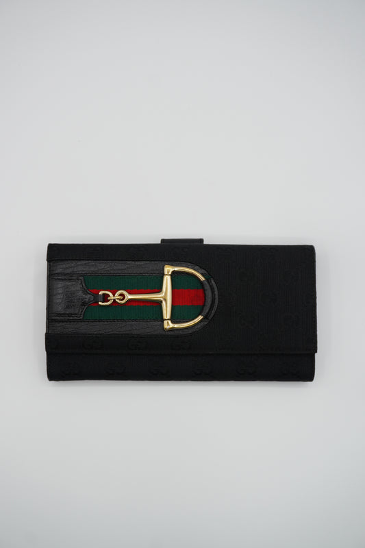 Gucci Horsebit Web Stripe Continental Wallet