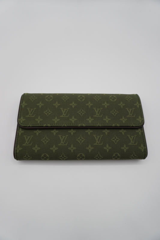 Louis Vuitton Khaki Green Mini Lin Wallet