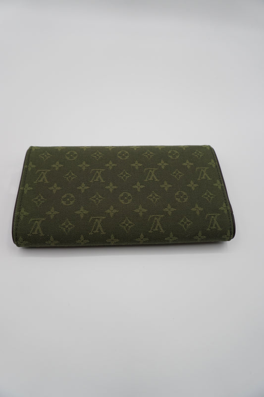 Louis Vuitton Khaki Green Mini Lin Wallet