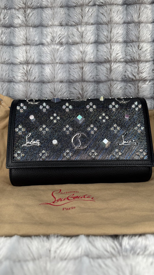 Christian Louboutin Paloma Clutch Embellished Lurex Stella Small – Black