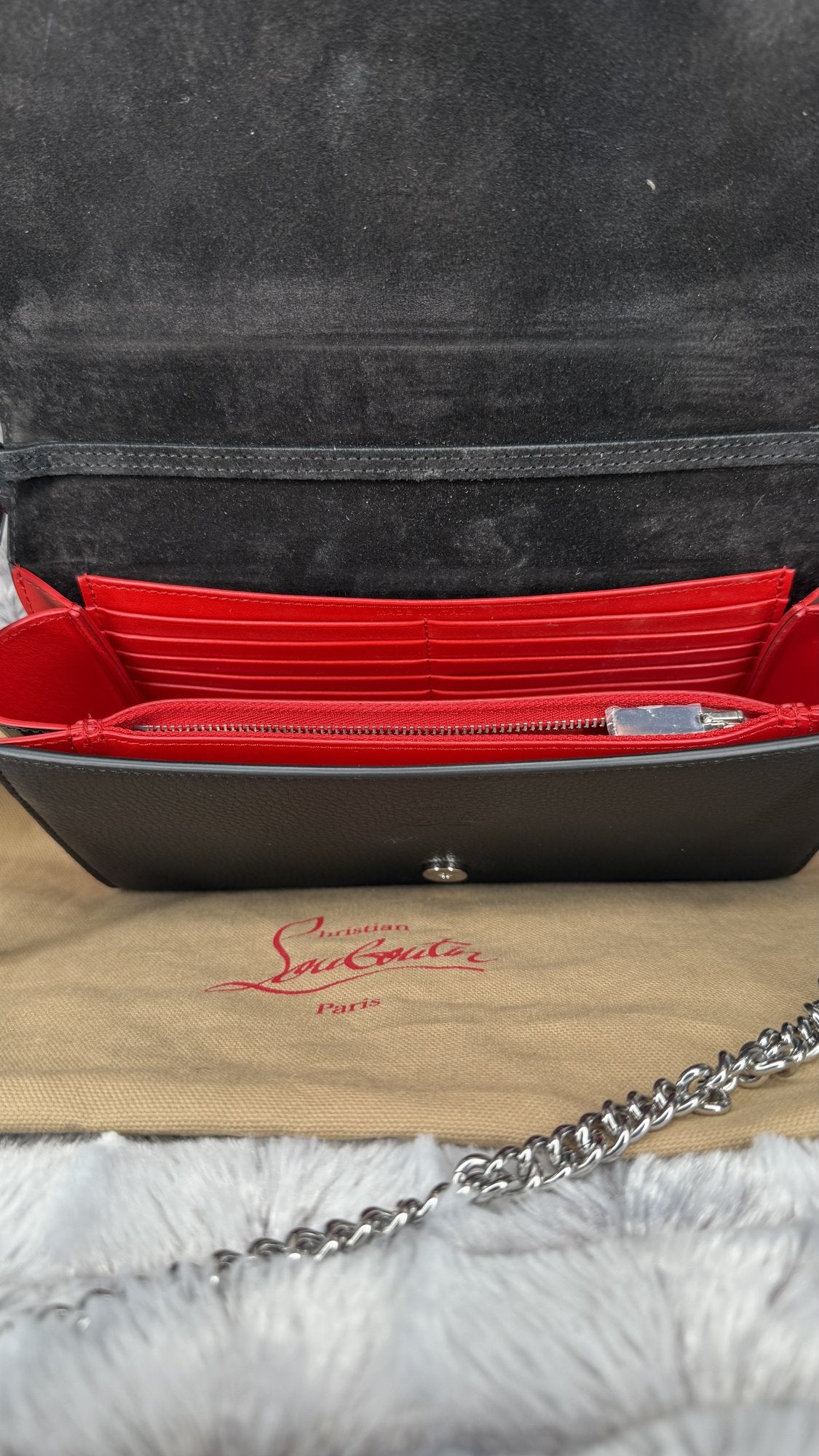 Christian Louboutin Paloma Clutch Embellished Lurex Stella Small – Black