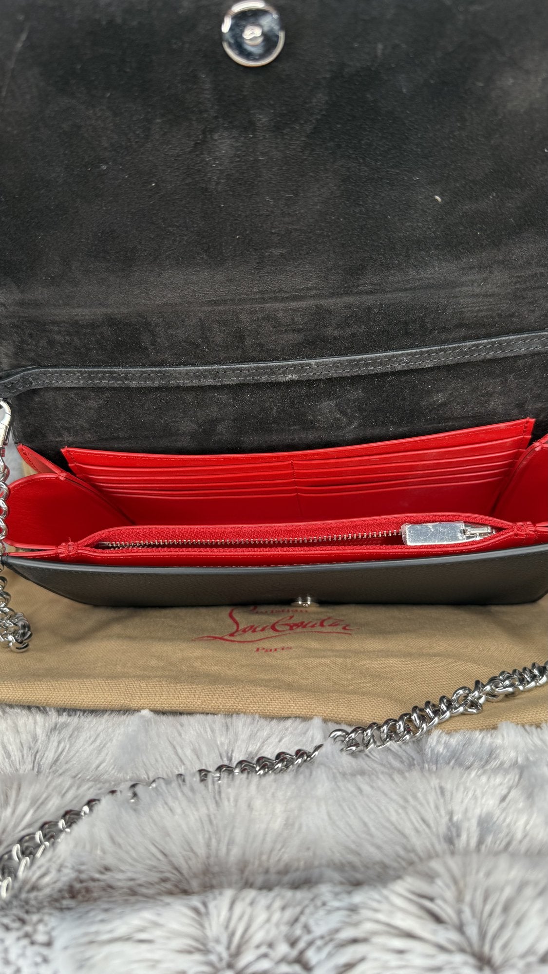 Christian Louboutin Paloma Clutch Embellished Lurex Stella Small – Black