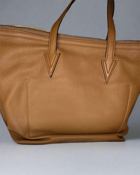 Versace Greca-Embossed Leather Tote Bag – Brown