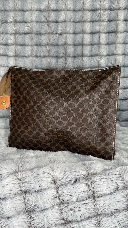 Céline Macadam Brown Canvas Clutch Bag