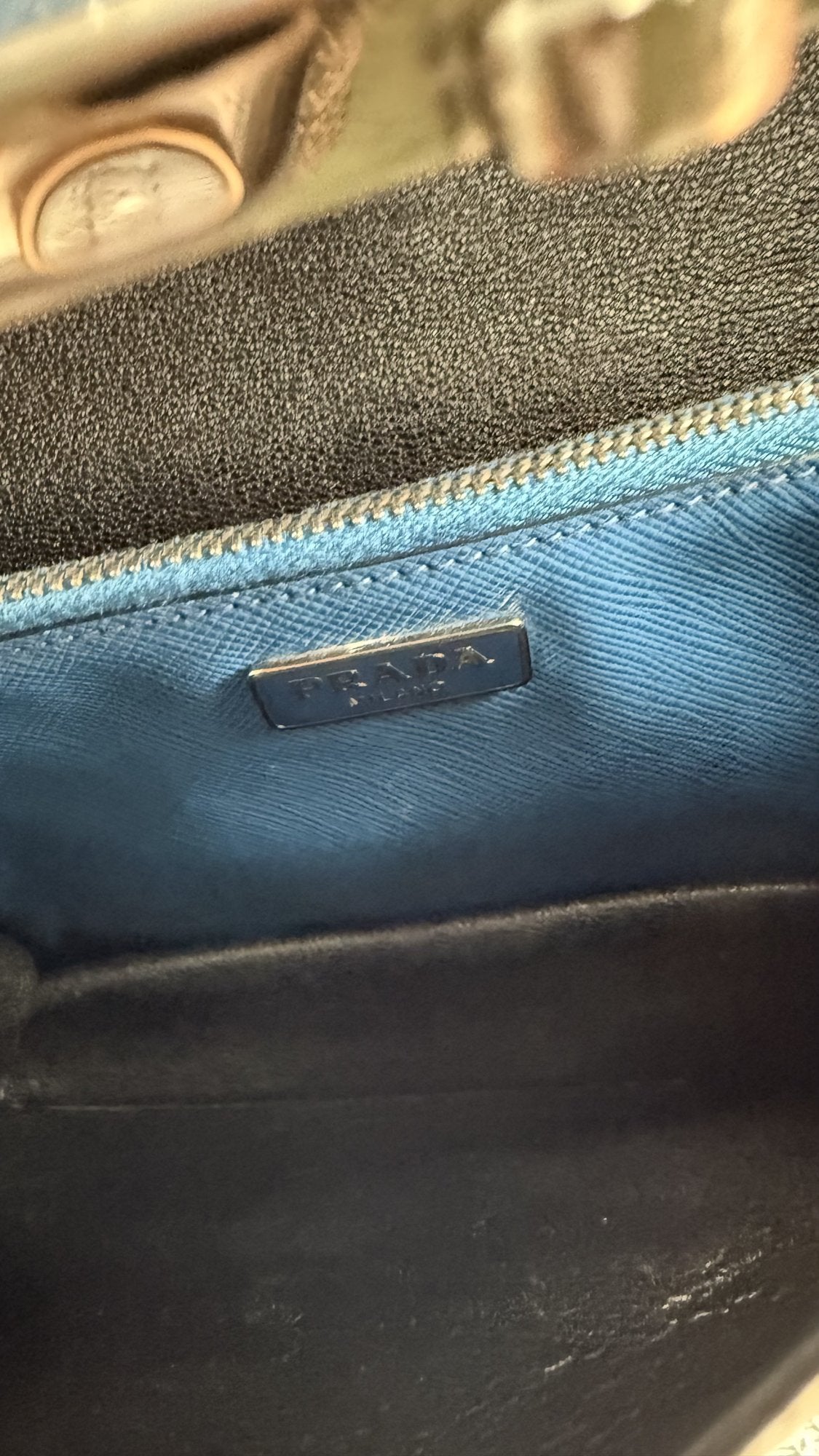 Prada Black/Blue Saffiano Leather Studded