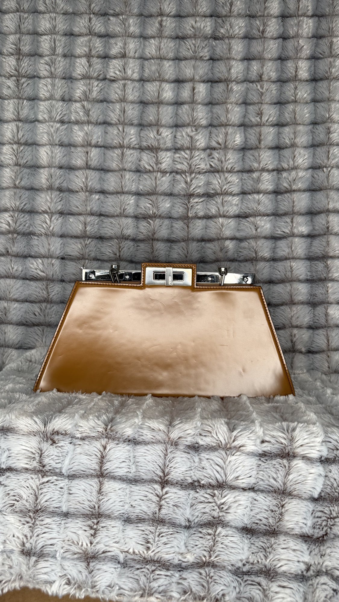 Fendi Peekaboo Cut Medium Chain Shoulder Bag – Brushed Leather, Brown