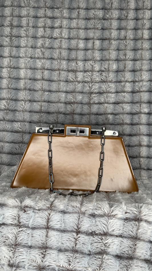 Fendi Peekaboo Cut Medium Chain Shoulder Bag – Brushed Leather, Brown