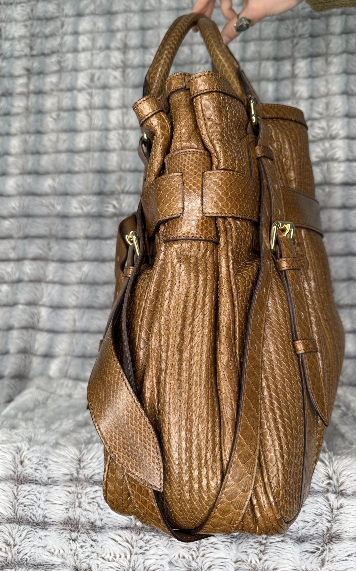 Burberry Stitched Leather Bridle Tote Bag – Brown