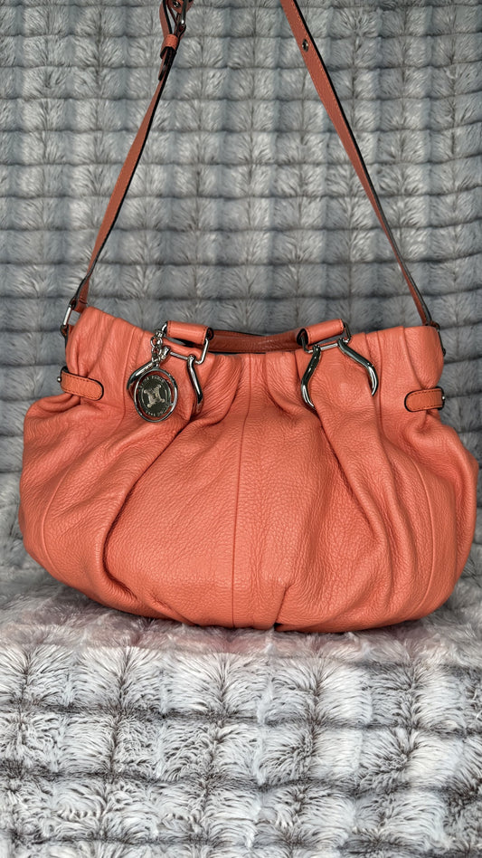 Celine Soft Gathered Leather Shoulder Bag – Coral