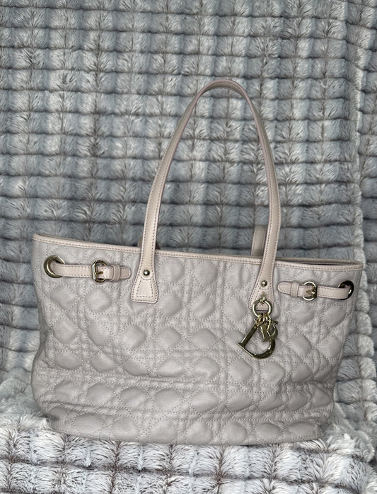 Christian Dior Medium Cannage Panarea Tote – White