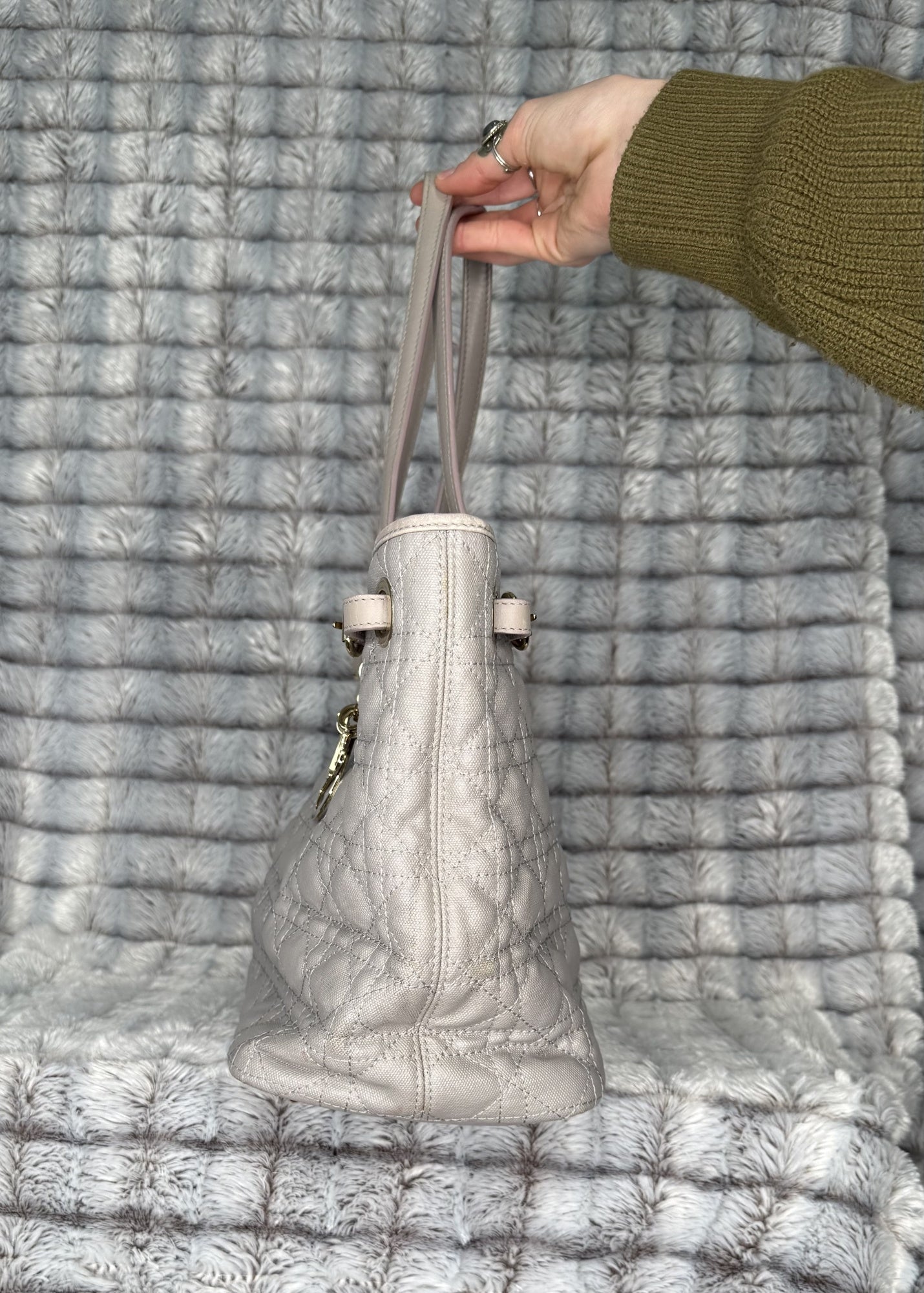 Christian Dior Medium Cannage Panarea Tote – White