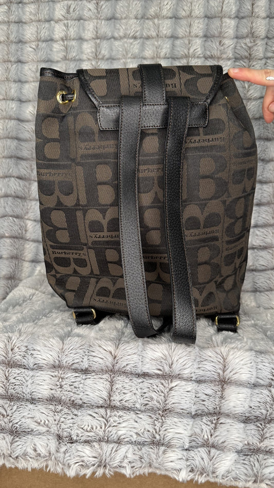 Burberry Canvas Drawstring Backpack – Brown/Black