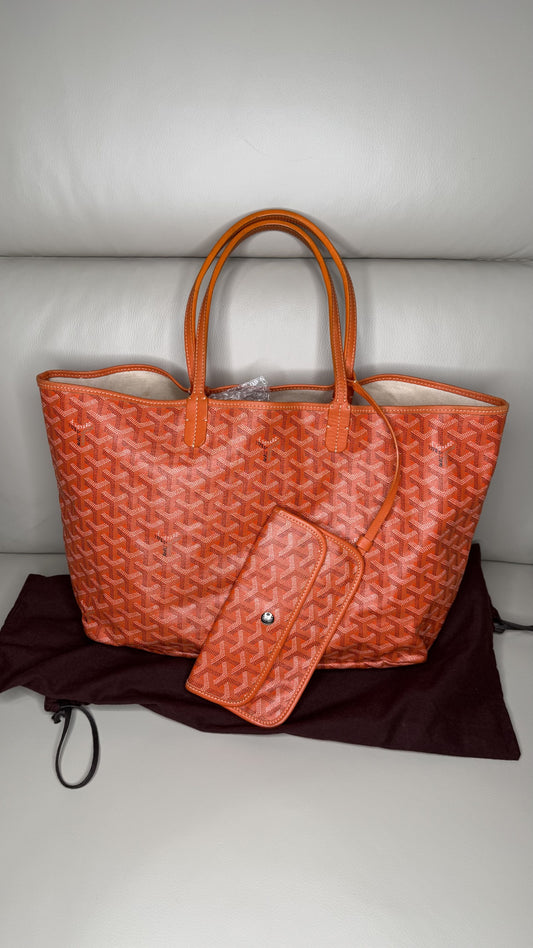 Goyard Saint Louis PM Tote in Orange Chevron Canvas