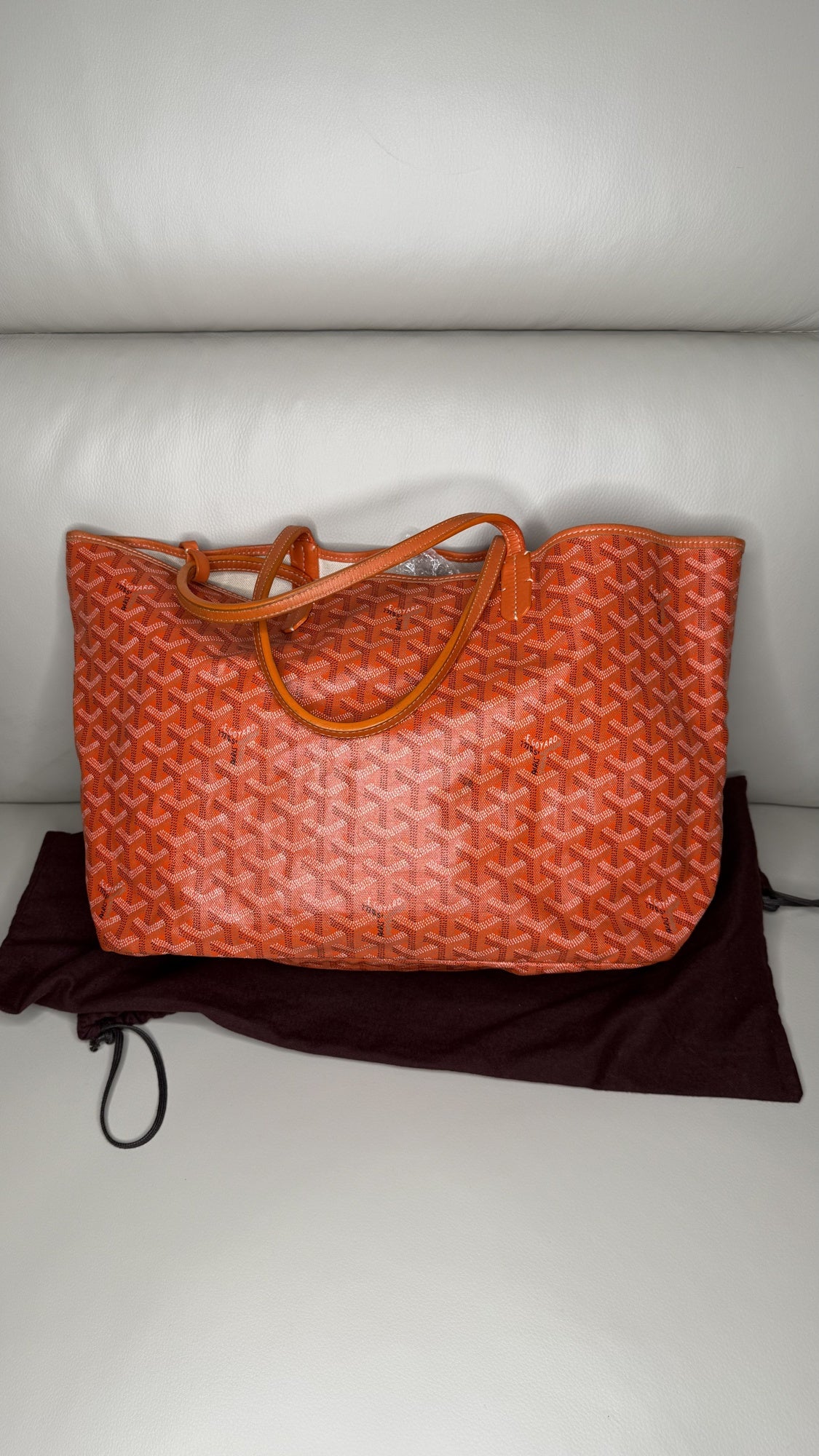 Goyard Saint Louis PM Tote in Orange Chevron Canvas