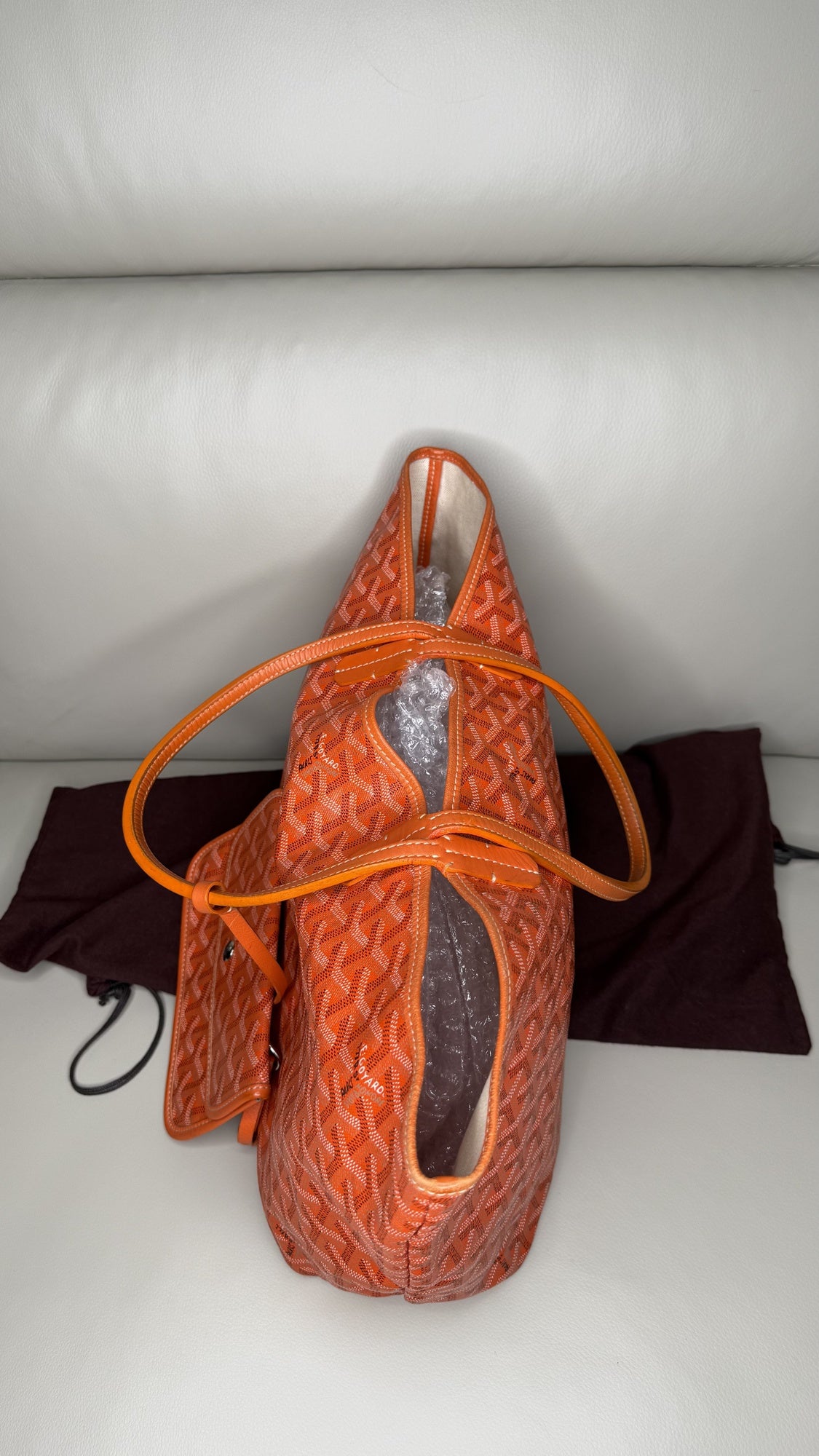 Goyard Saint Louis PM Tote in Orange Chevron Canvas