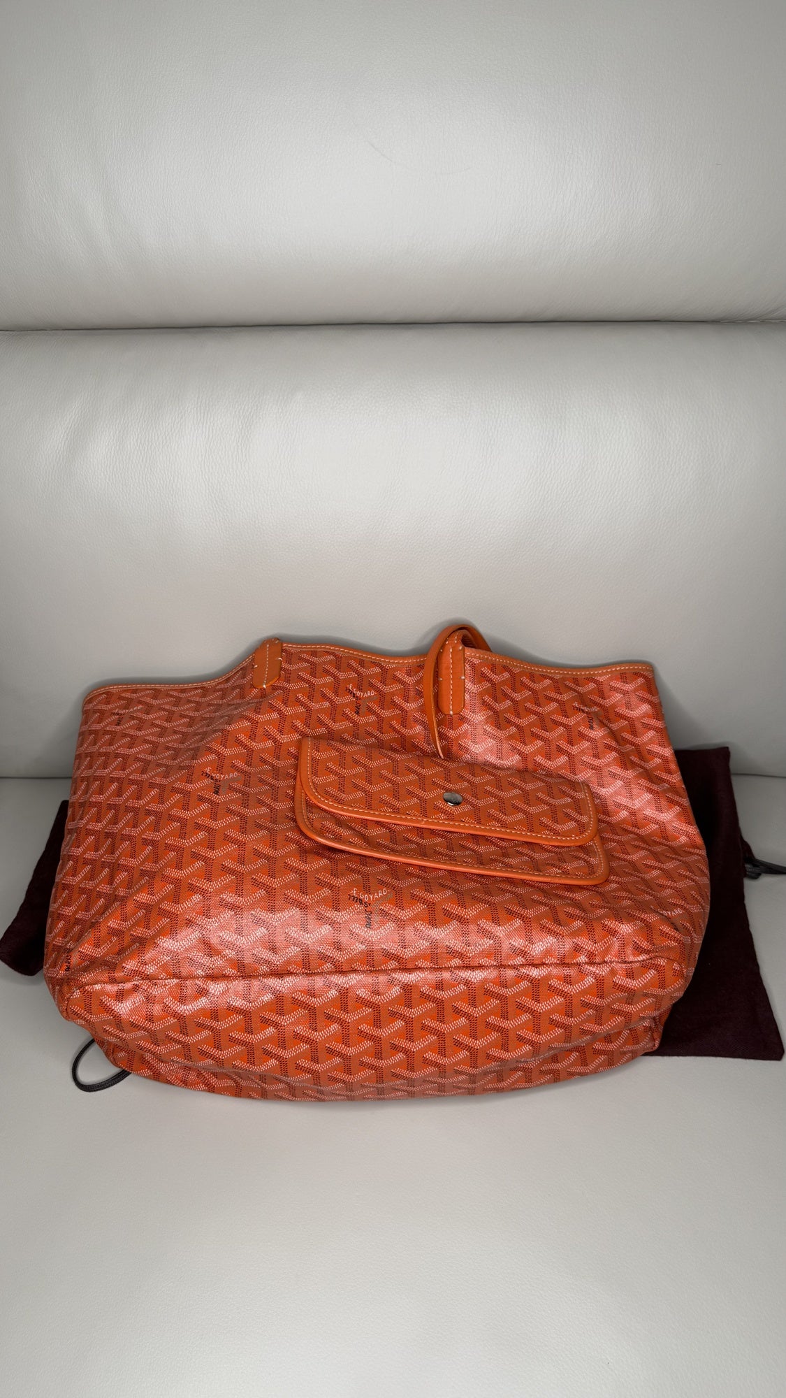 Goyard Saint Louis PM Tote in Orange Chevron Canvas
