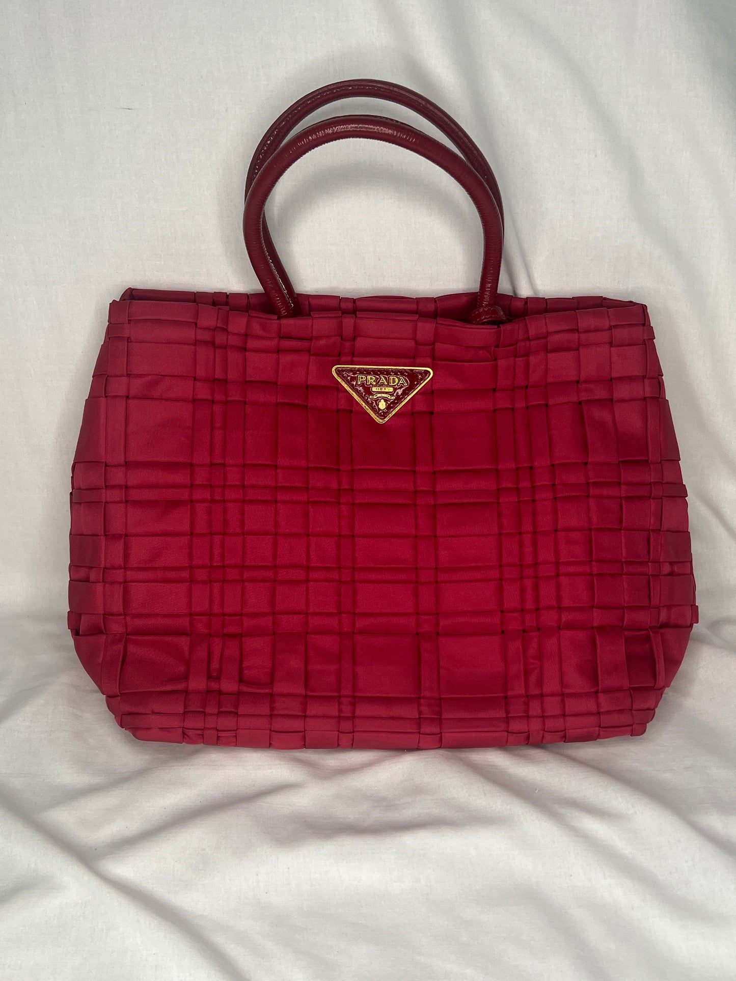 Prada Tessuto Woven Tote Bag in Red Nylon