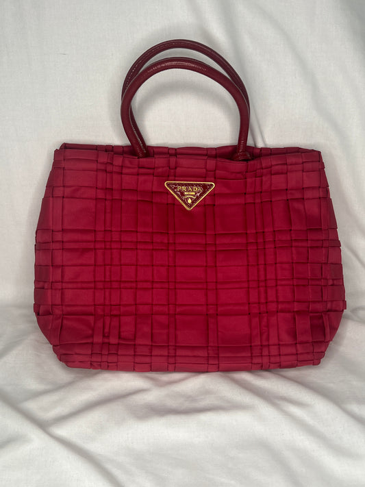 Prada Tessuto Woven Tote Bag in Red Nylon