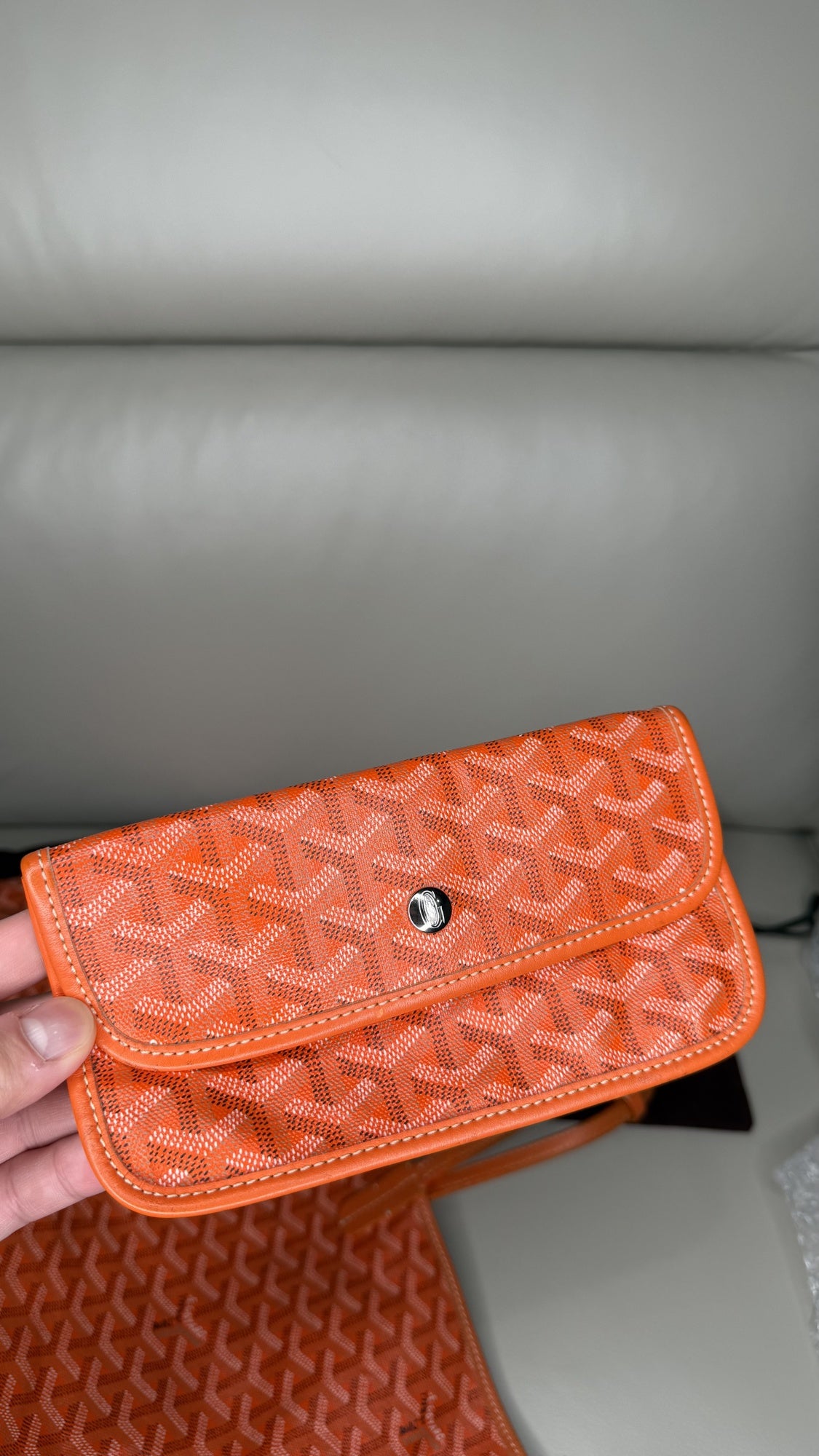 Goyard Saint Louis PM Tote in Orange Chevron Canvas