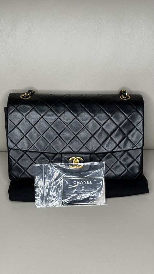 CHANEL Lambskin Quilted Medium Double