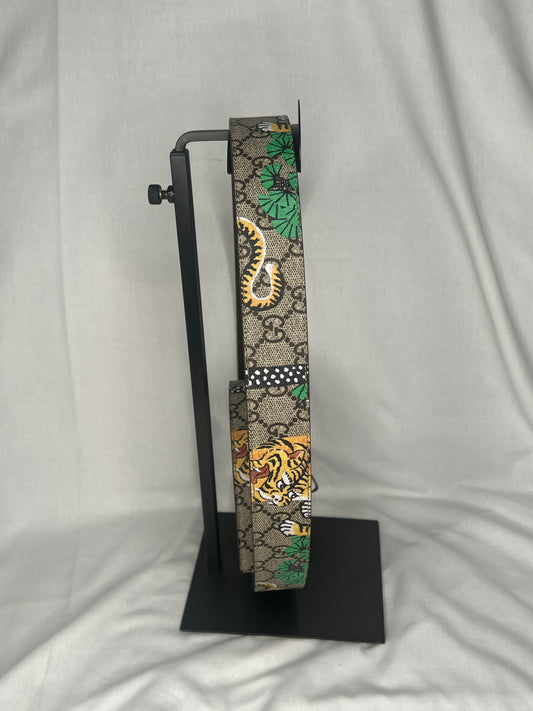 Gucci GG Supreme Canvas Belt with Tiger & Jungle Print