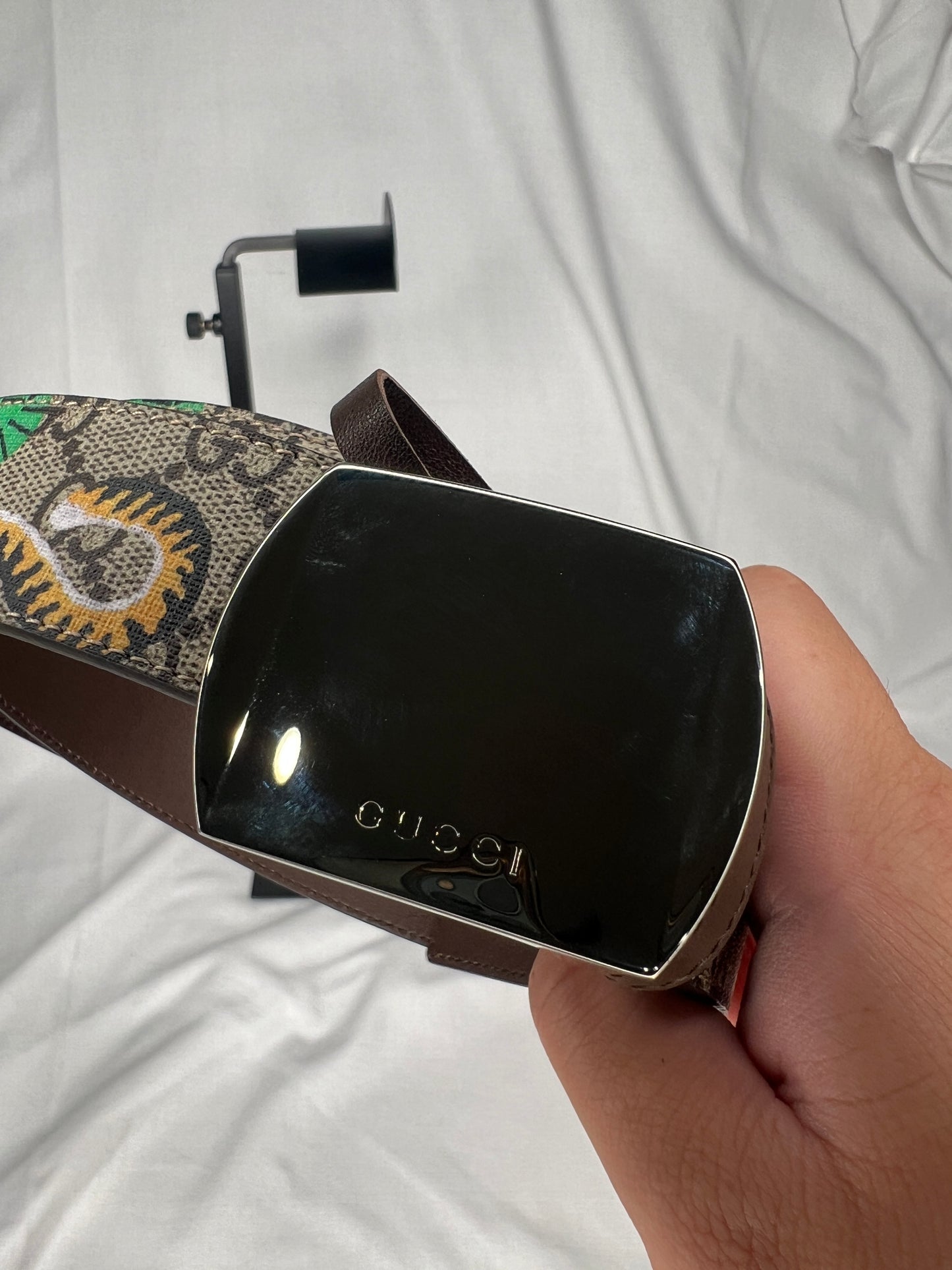 Gucci GG Supreme Canvas Belt with Tiger & Jungle Print
