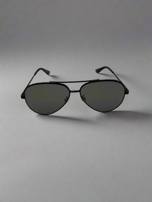 Yves Saint Laurent Black Metal Aviator Sunglasses