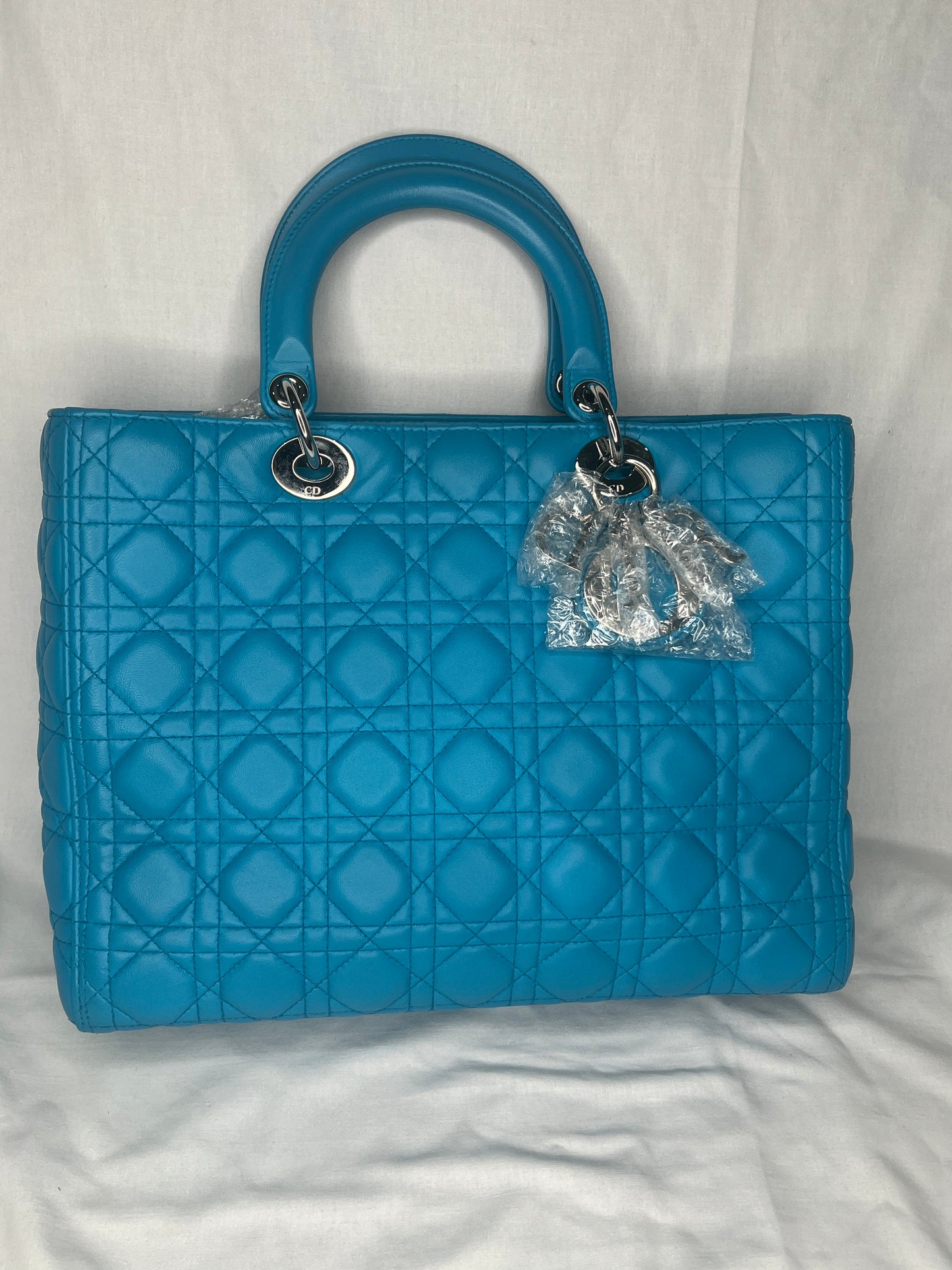Dior Lady Dior Medium Bag in Blue Lambskin Leather