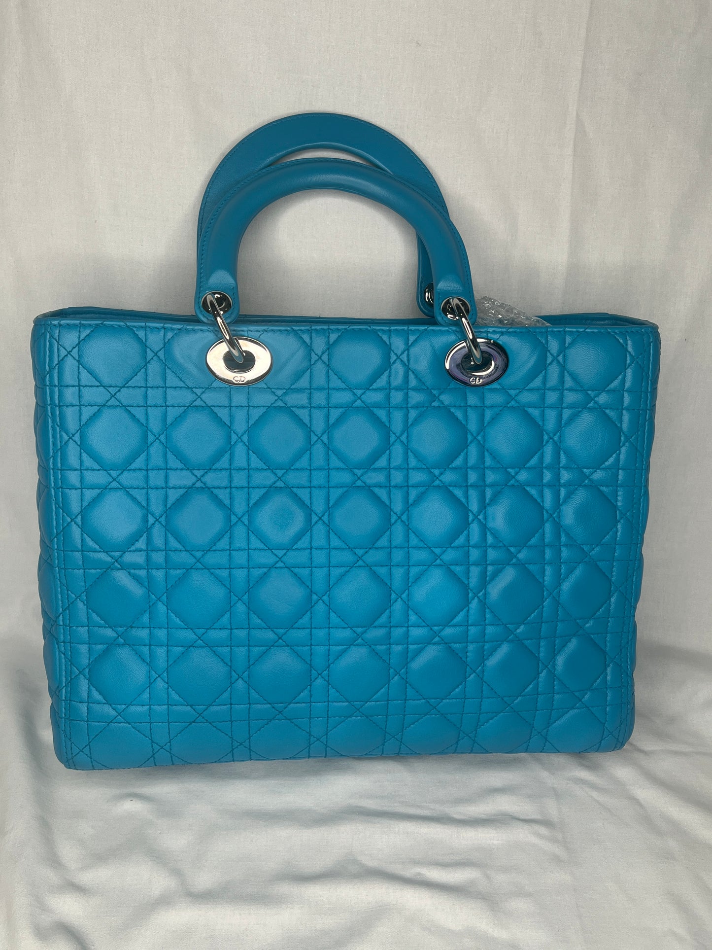 Dior Lady Dior Medium Bag in Blue Lambskin Leather