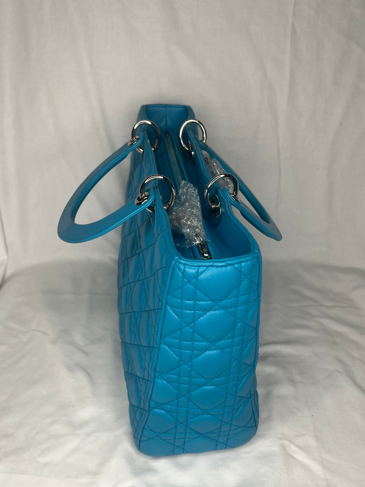 Dior Lady Dior Medium Bag in Blue Lambskin Leather